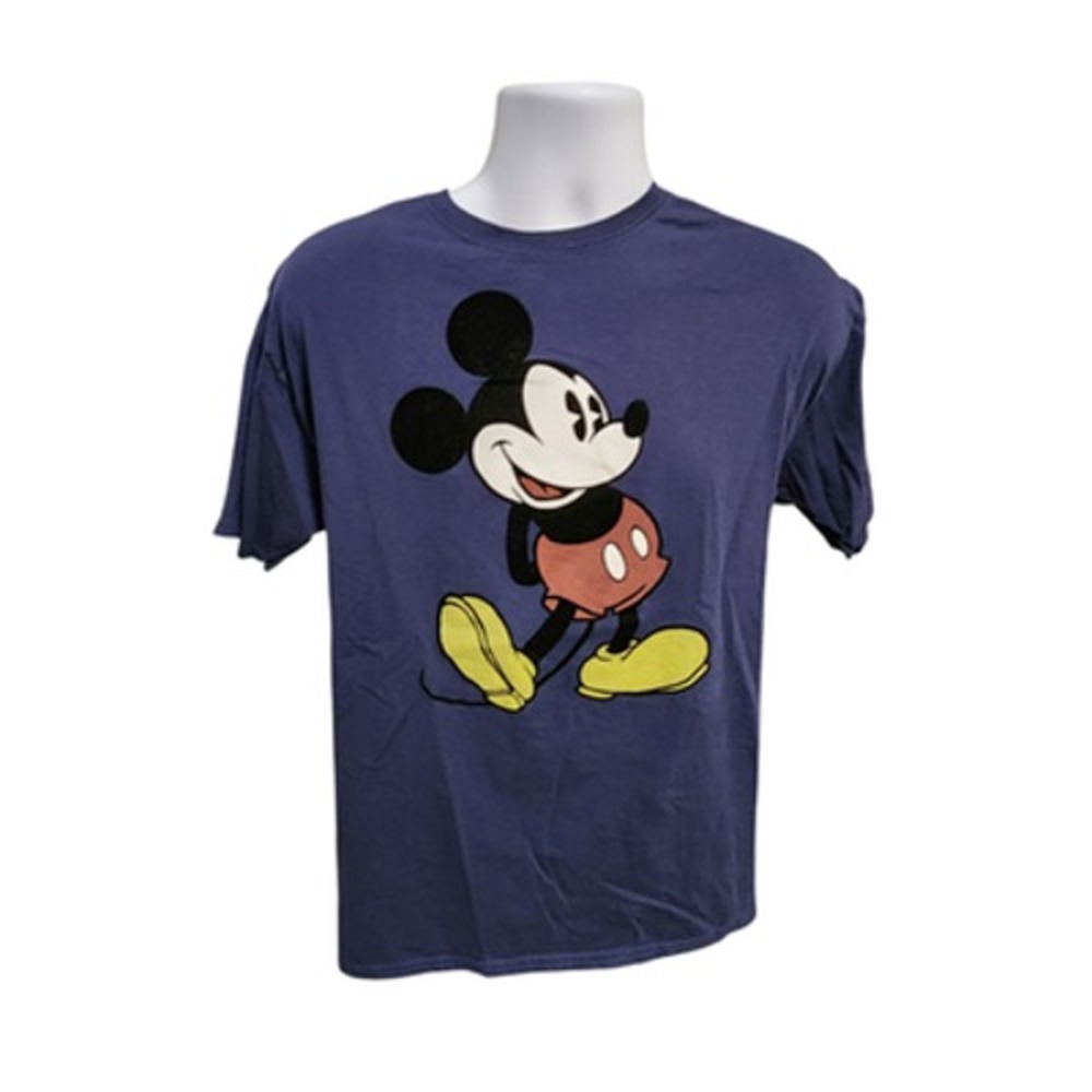 Disney Mickey Mouse Graphic T-Shirt Mens Large‎ Navy Blue Cotton